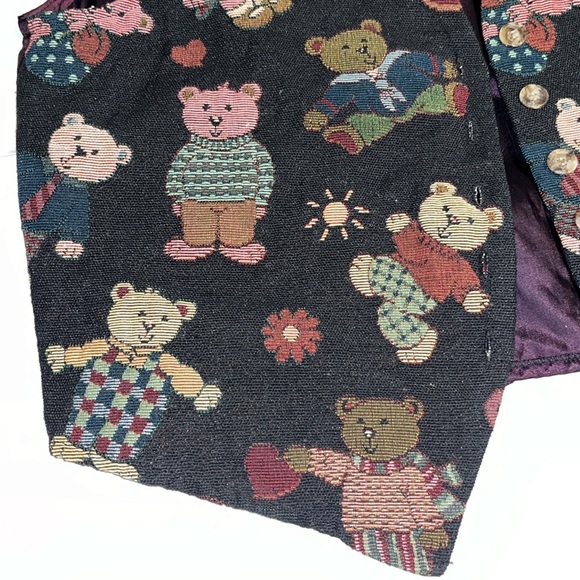 Vintage Teddy Bear Vest Teachercore Grandma - Picture 4 of 6
